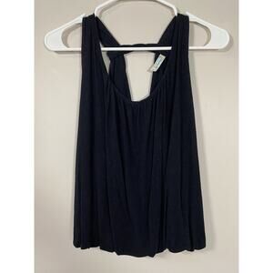 Free People Tank Top  Women's XSMALL Black Relaxed Bubble Hem Open V Back Cutout
